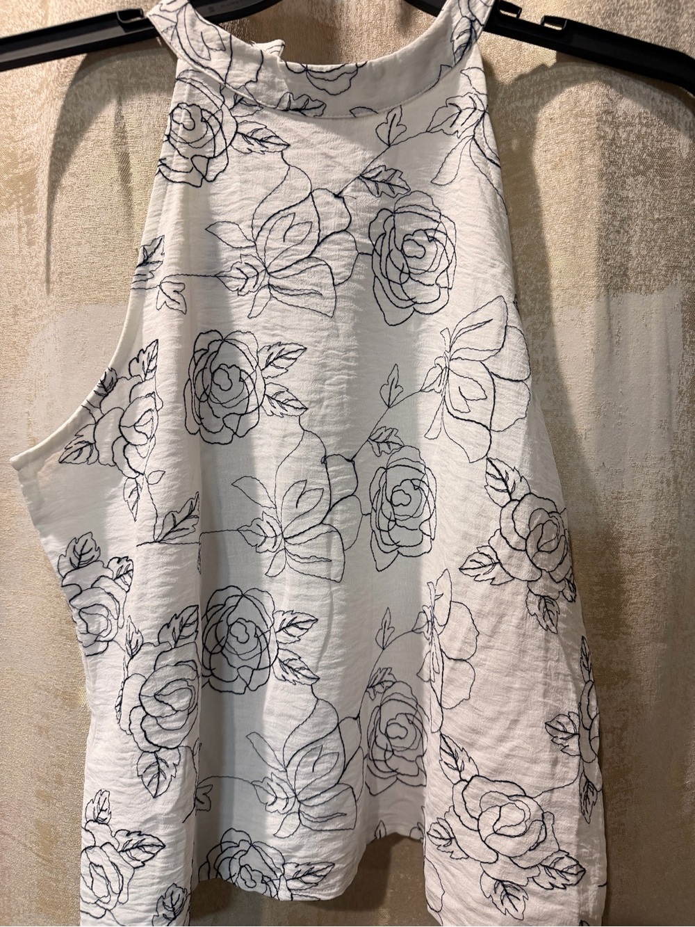 White Face Mask with Navy Floral Outline